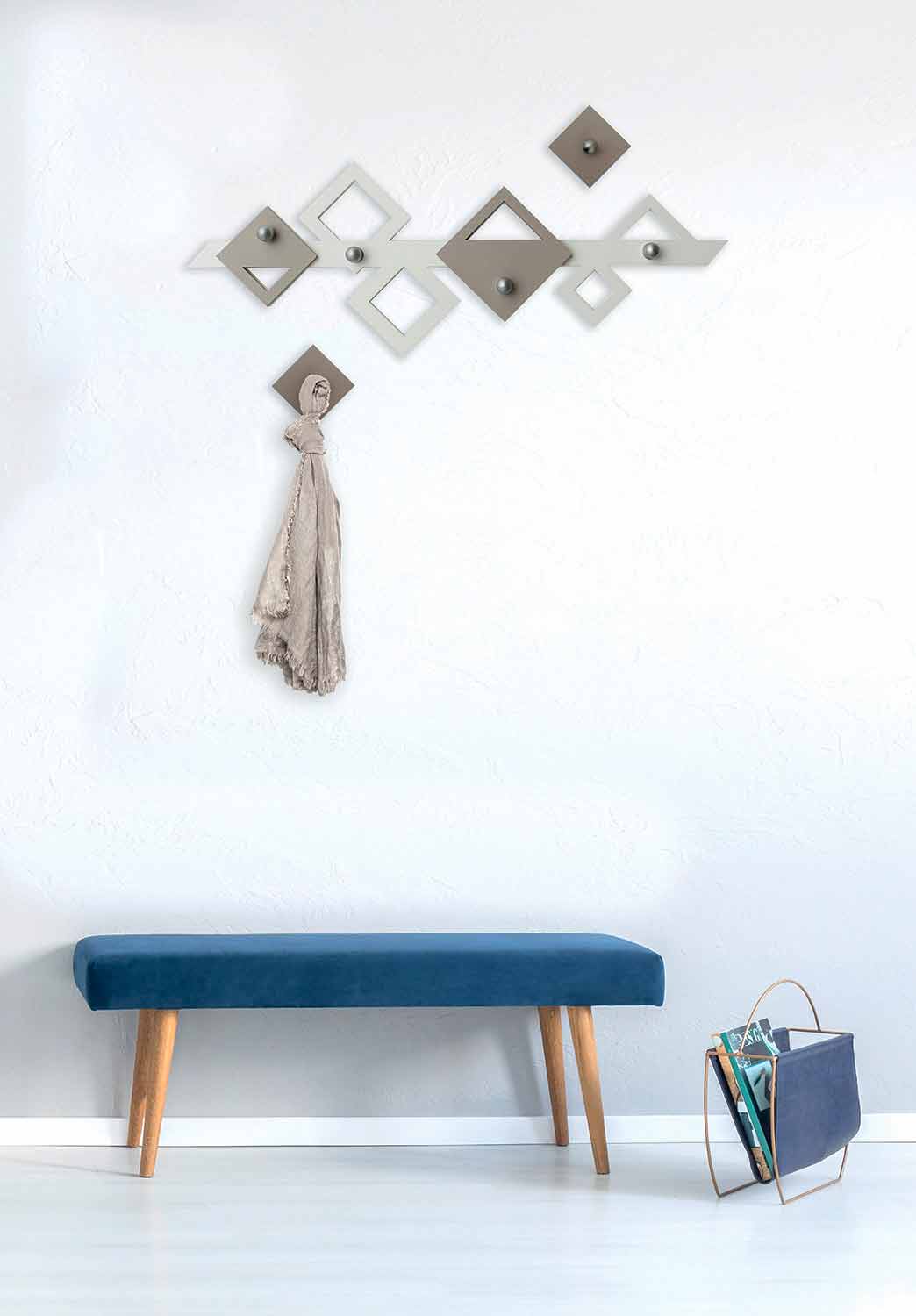 Appendiabiti da Parete in Legno Bianco e Beige Design Moderno Geometrico -  Klimt
