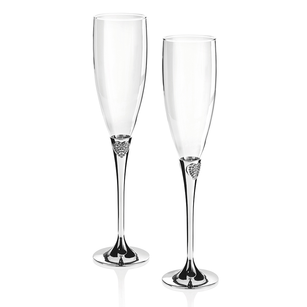 Flute champagne coppia di bicchieri calici di vetro cristallo - 5004