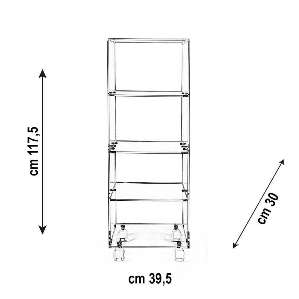 Carrello Portaoggetti Multiuso Su Ruote Per Cucina E Casa - 3/4 Livelli In Polipropilene Con Ganci - Dimensioni 37x25x71.5 Cm