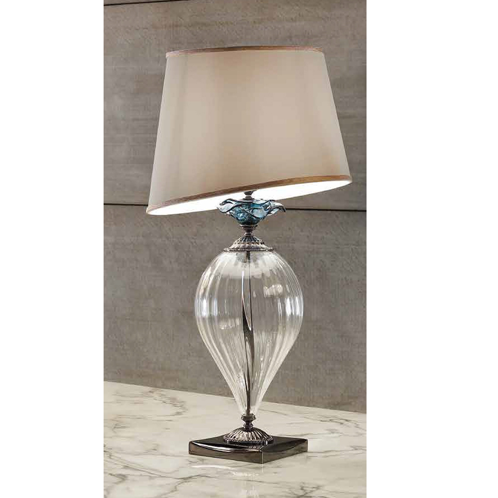 LUCECLASS Lampada Da Tavolo Classica In Cristallo E Ottone Con Paralume In Seta Plissé - Elegante E Lussuosa Per Salotto E Hotel - Made In Italy