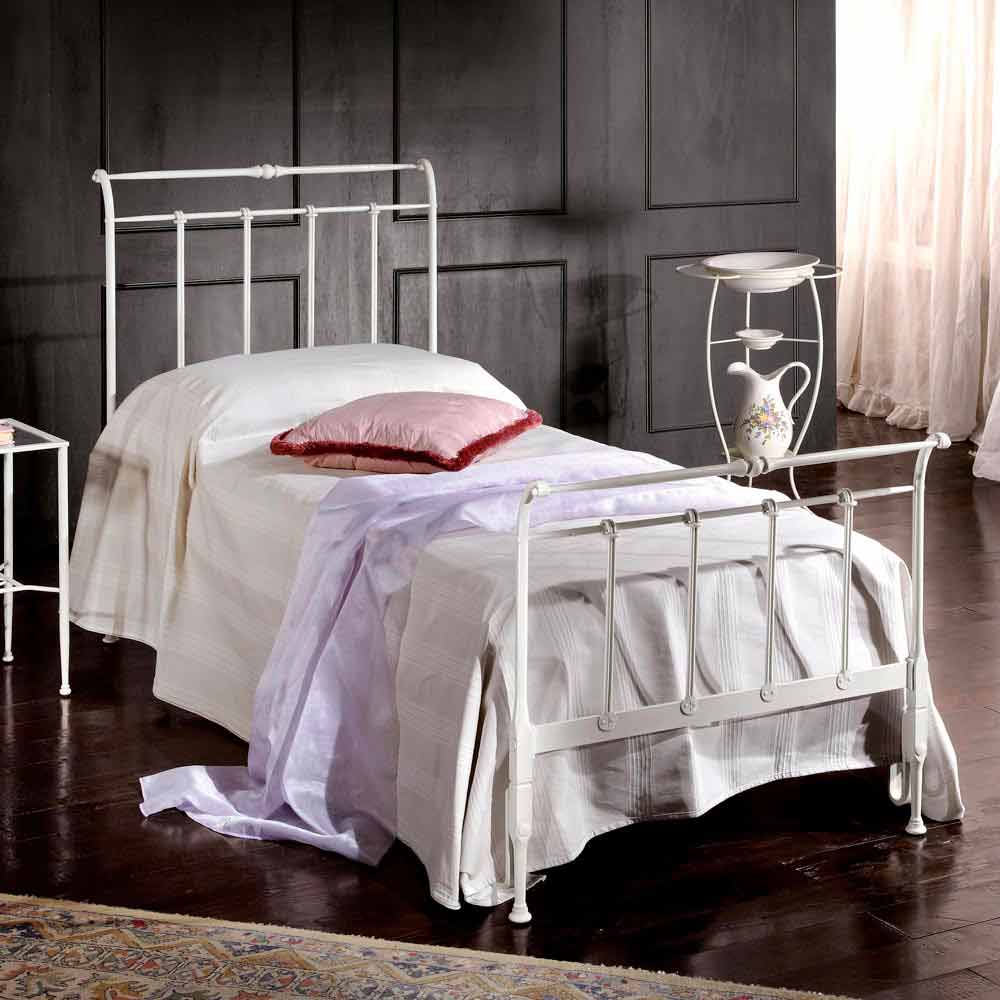 Set Di 2 Letti Singoli In Ferro Battuto 90x190 Cm Con Testiera, Struttura Metallica Con Contenitore Sottoletto, Nero