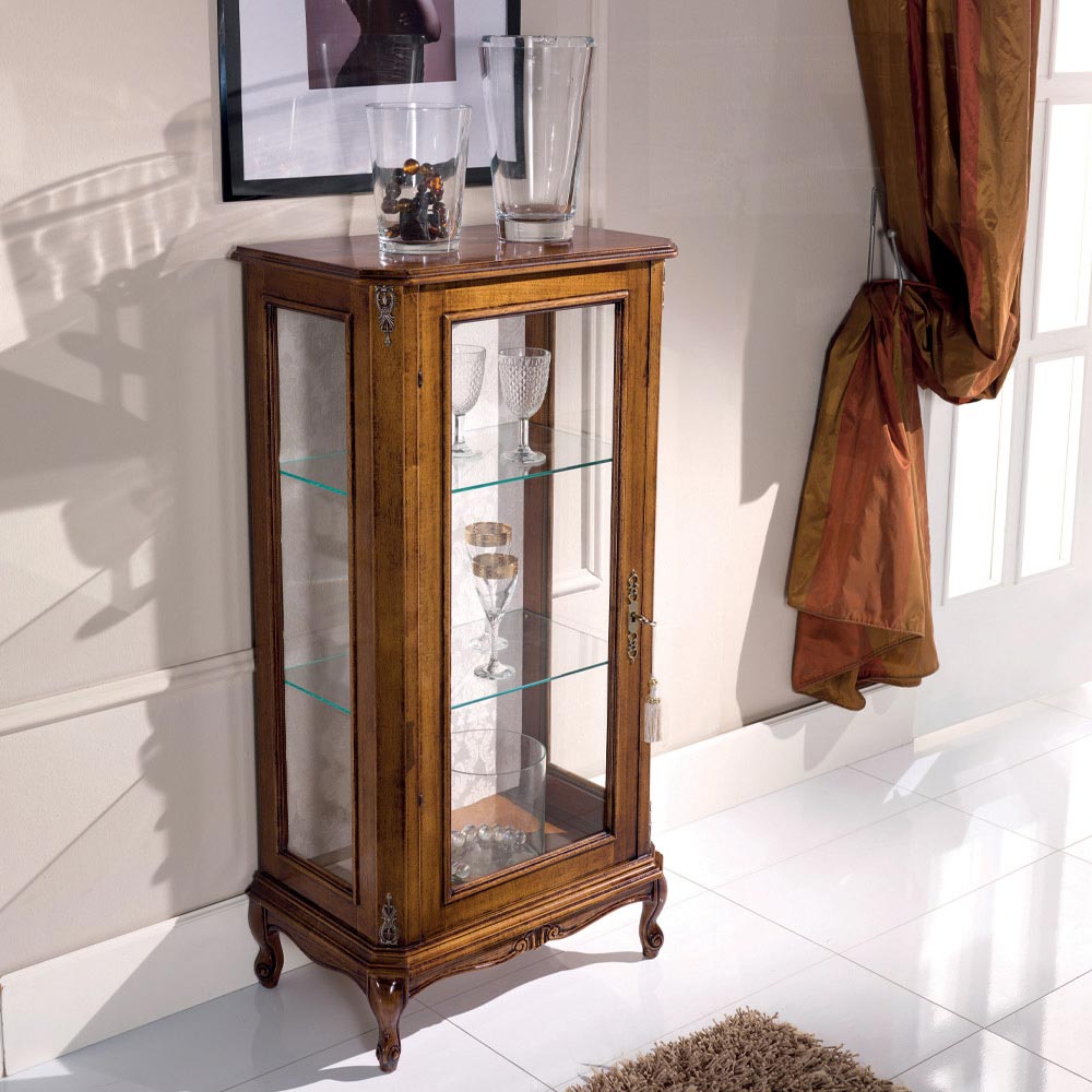 Bacheca Vetrina Da Parete In Noce - SELLI FURNITURE - Cm 70x20x6,5