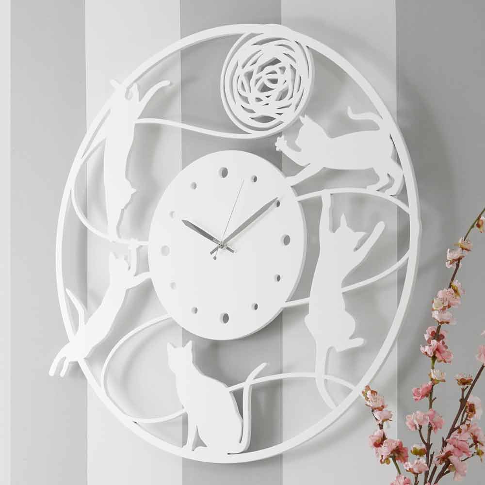 Orologio a Muro Moderno di Design Rotondo in Legno Decorato