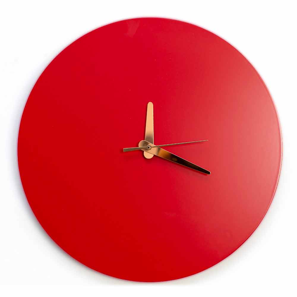 Orologio da Muro Rosso dal Design Italiano Rotondo e Moderno in Legno -  Callisto