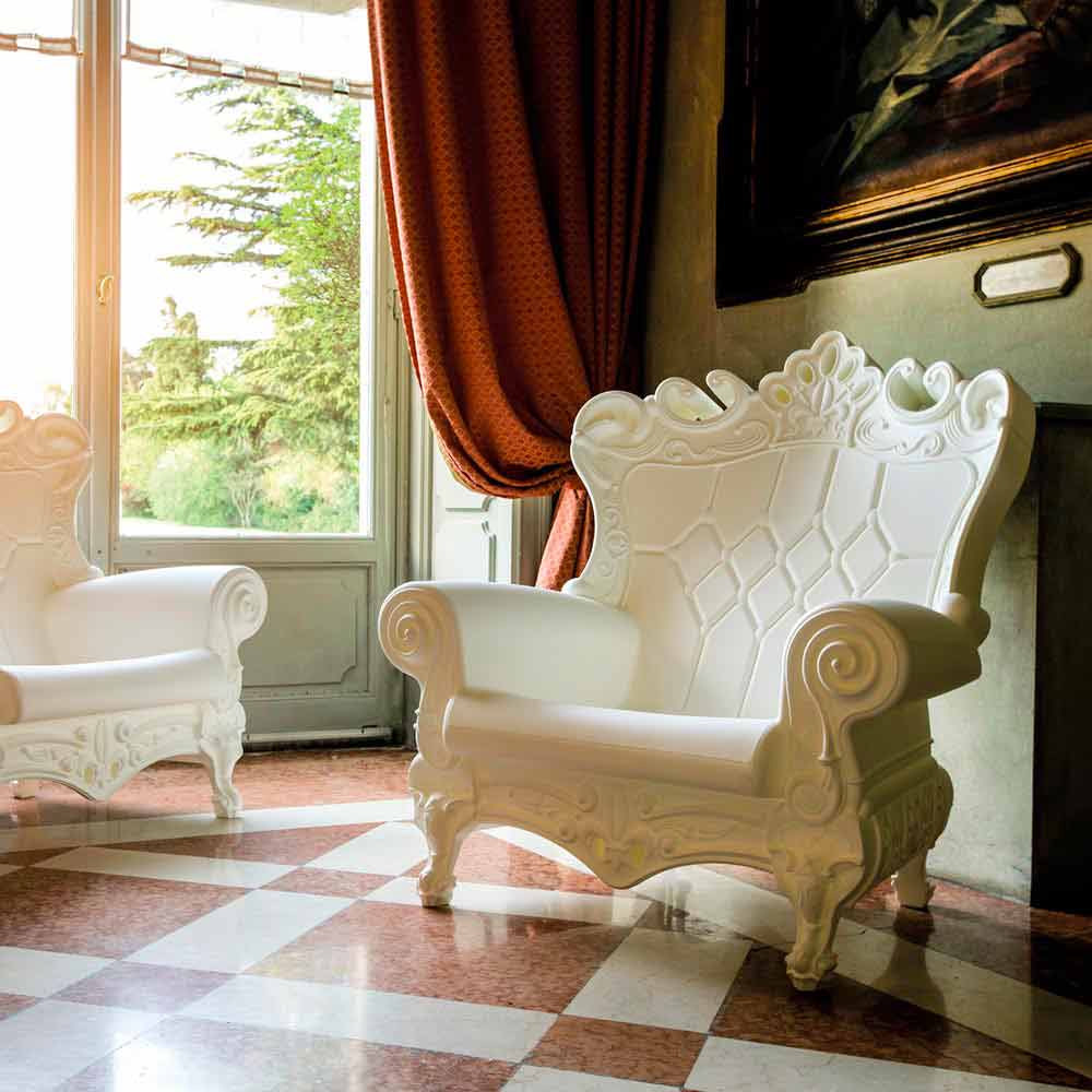 Poltrona stile barocco-moderno colorata Slide Queen Of Love,made Italy