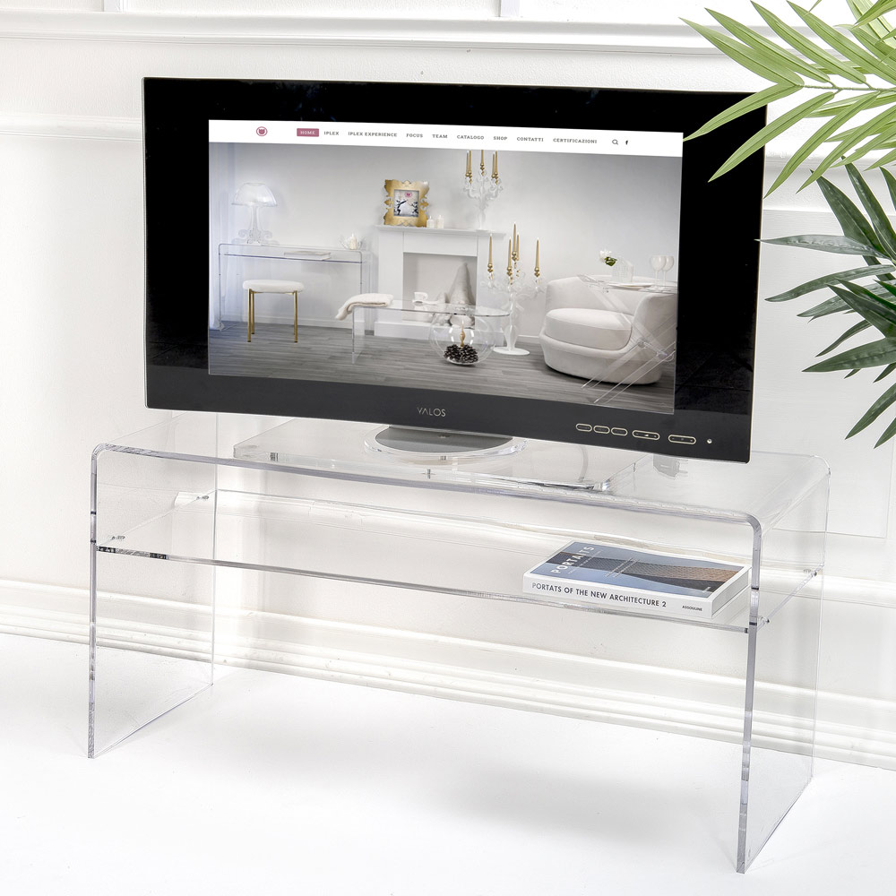 Porta Tv in Plexiglass Trasparente Realizzato in Italia