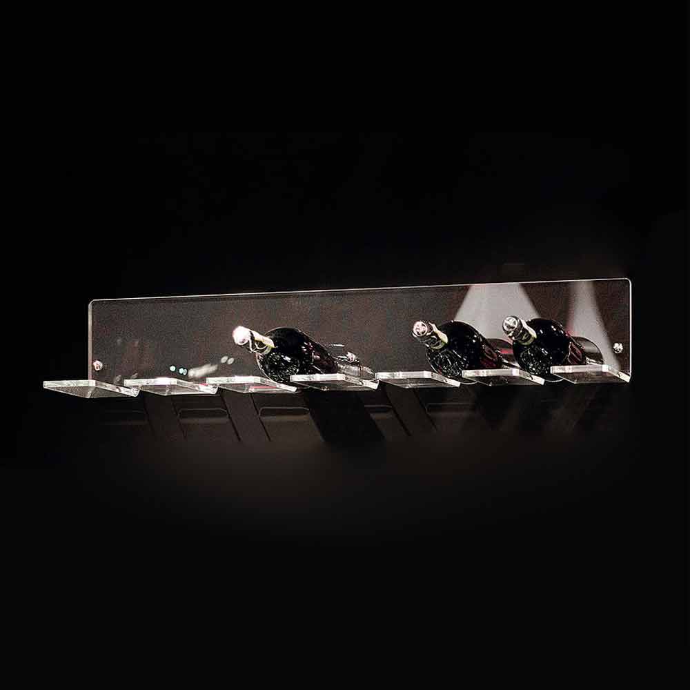 Portabottiglie Da Parete In Plexiglass Trasparente Per 1 Bottiglia - Espositore Vino 6,5x6x7,5 Cm - Ideale Per Enoteche E Bar