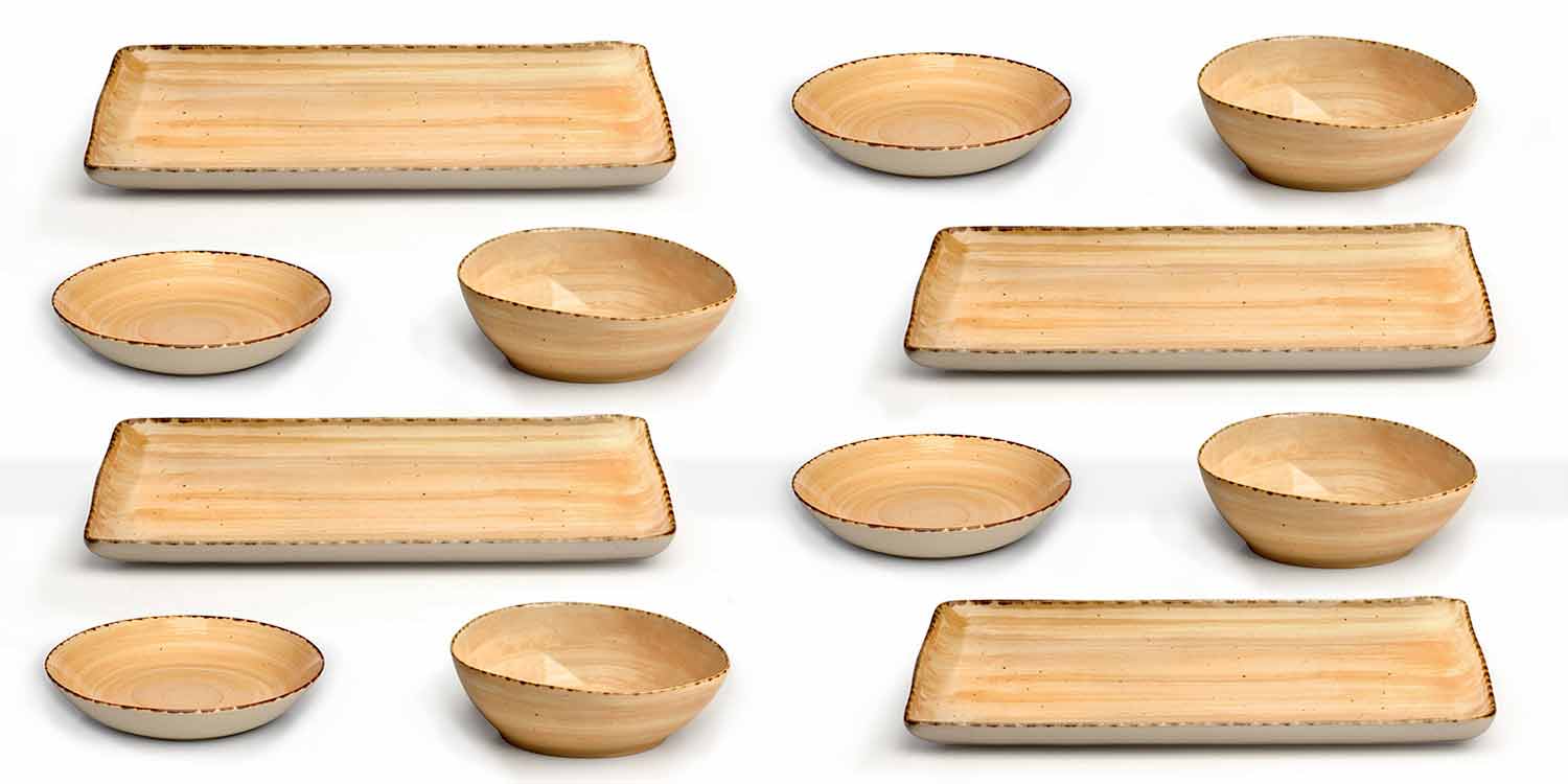 Set piatti e posate in legno