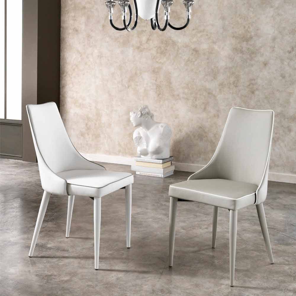 Set 4 sedie moderne in simil pelle bianche o grigie Ofelia