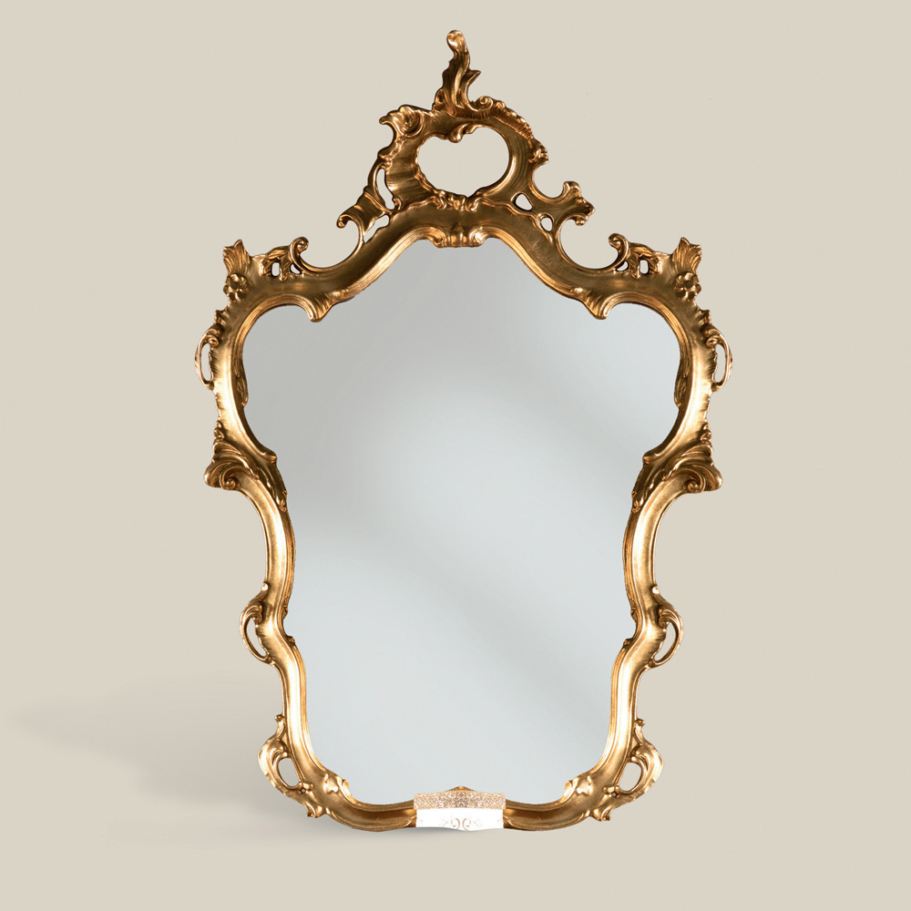 Specchio Classico Sagomato con Cornice Foglia Oro Made in Italy - Prezioso