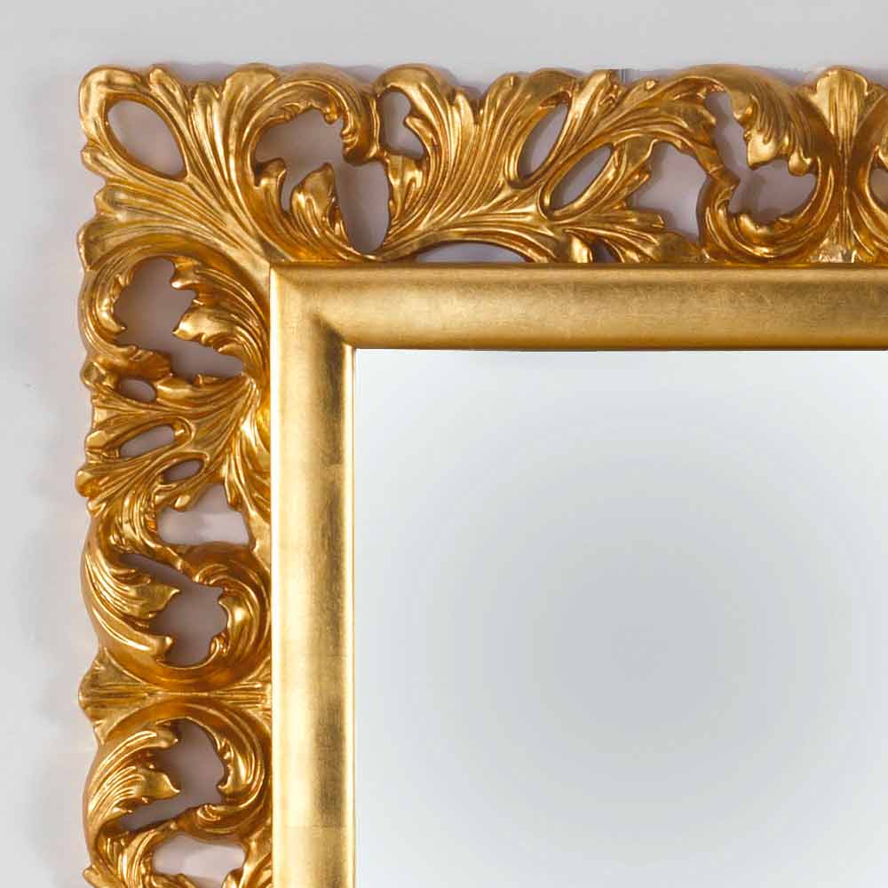 Specchio da parete foglia oro