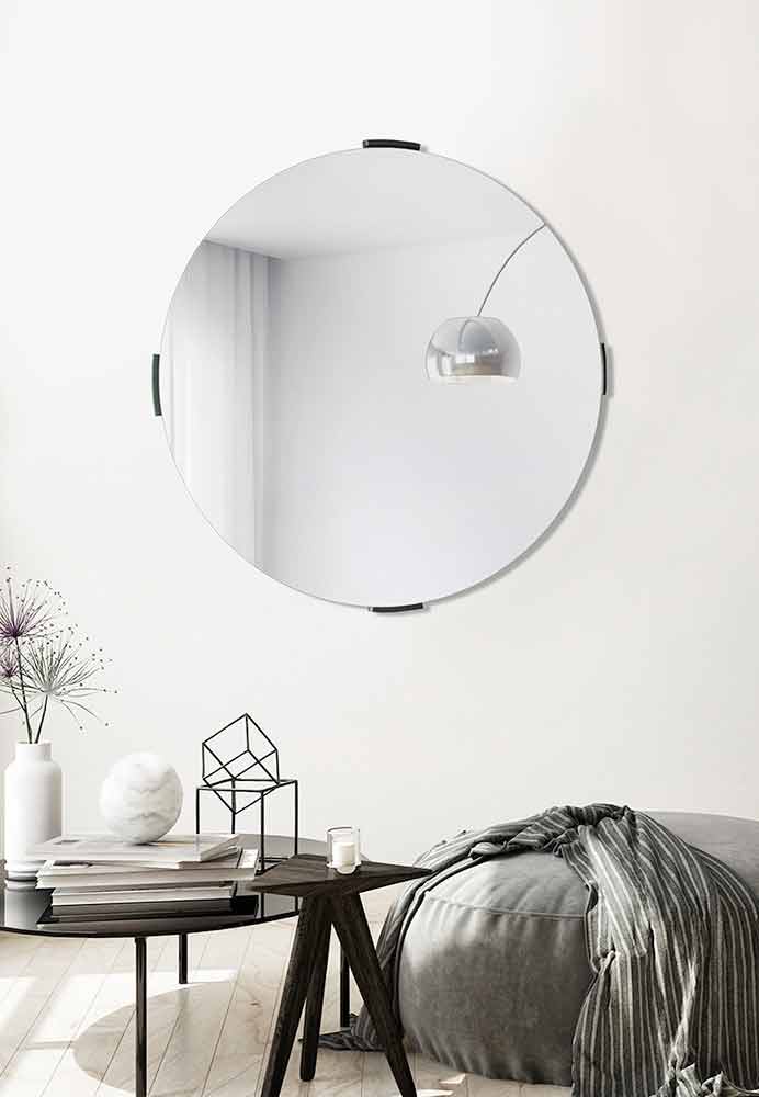 Specchio Decorativo a Muro di Design Tondo Moderno a Sbalzo con Cornice -  Odosso