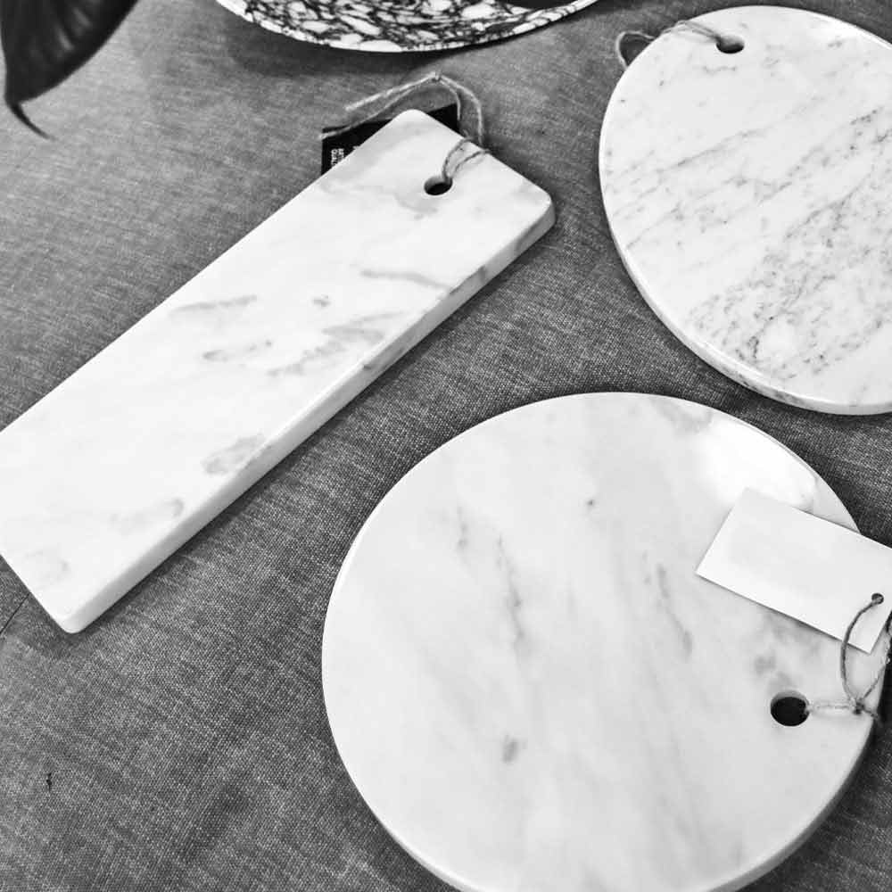 Tagliere in Marmo Bianco di Carrara di Design Rotondo Made in Italy - Masha