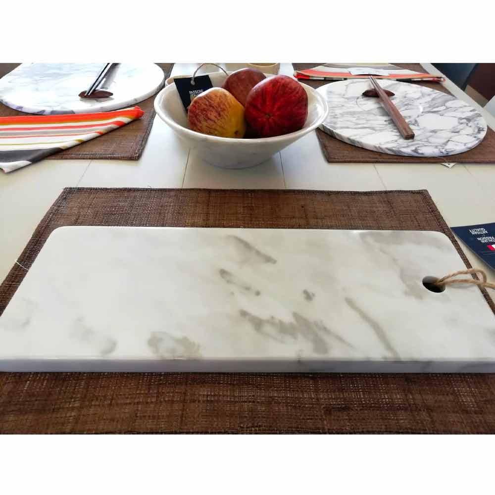 Tagliere Rettangolare in Marmo Bianco di Carrara Made in Italy - Masha