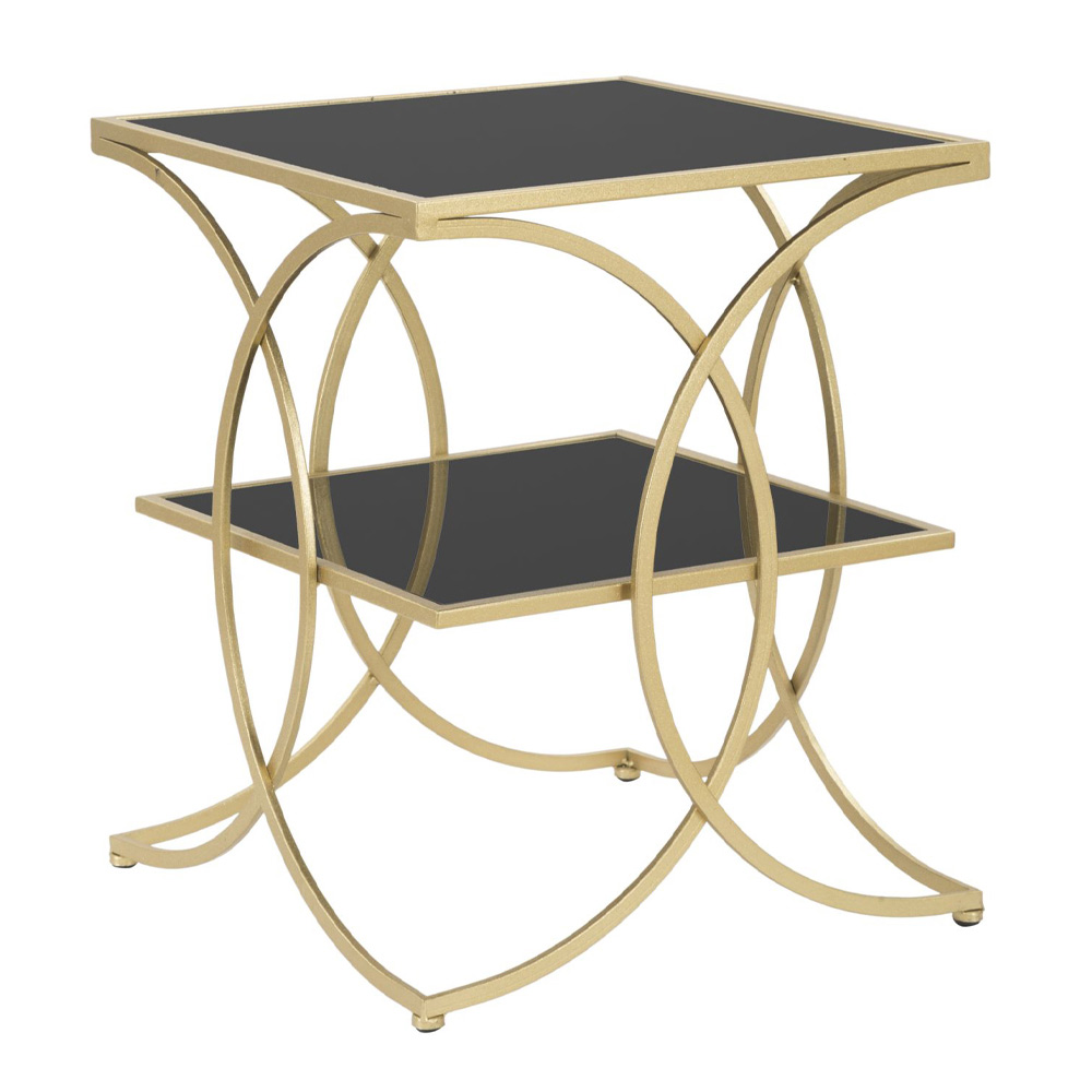 Tavolino quadrato in ferro e vetro dorato - Best Pet&House