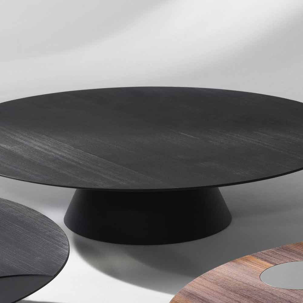 Tavolino da salotto moderno in legno di larice laccato nero Giglio