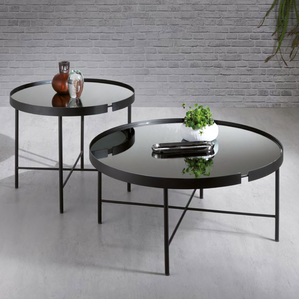 Tavolino da Salotto Rotondo in Vetro e Metallo Made in Italy - Marimo