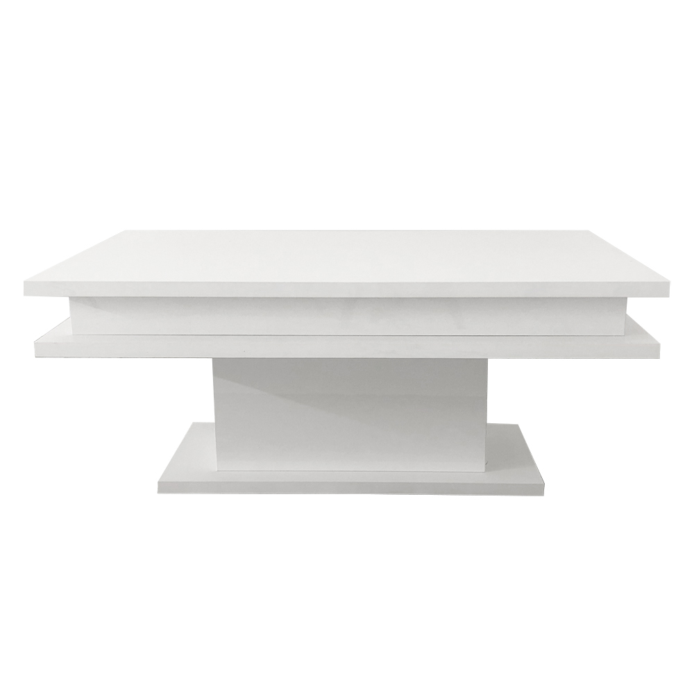 Tavolo da tè a LED per ufficio bianco lucido 100,1 x 50 x 39,1 cm camera da letto soggiorno tavolino da salotto con luci a LED 