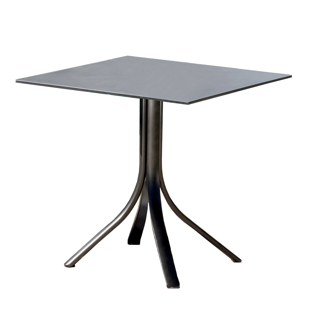 Tavolino Bar per Esterno in Alluminio Design Quadrato a 4 Gambe