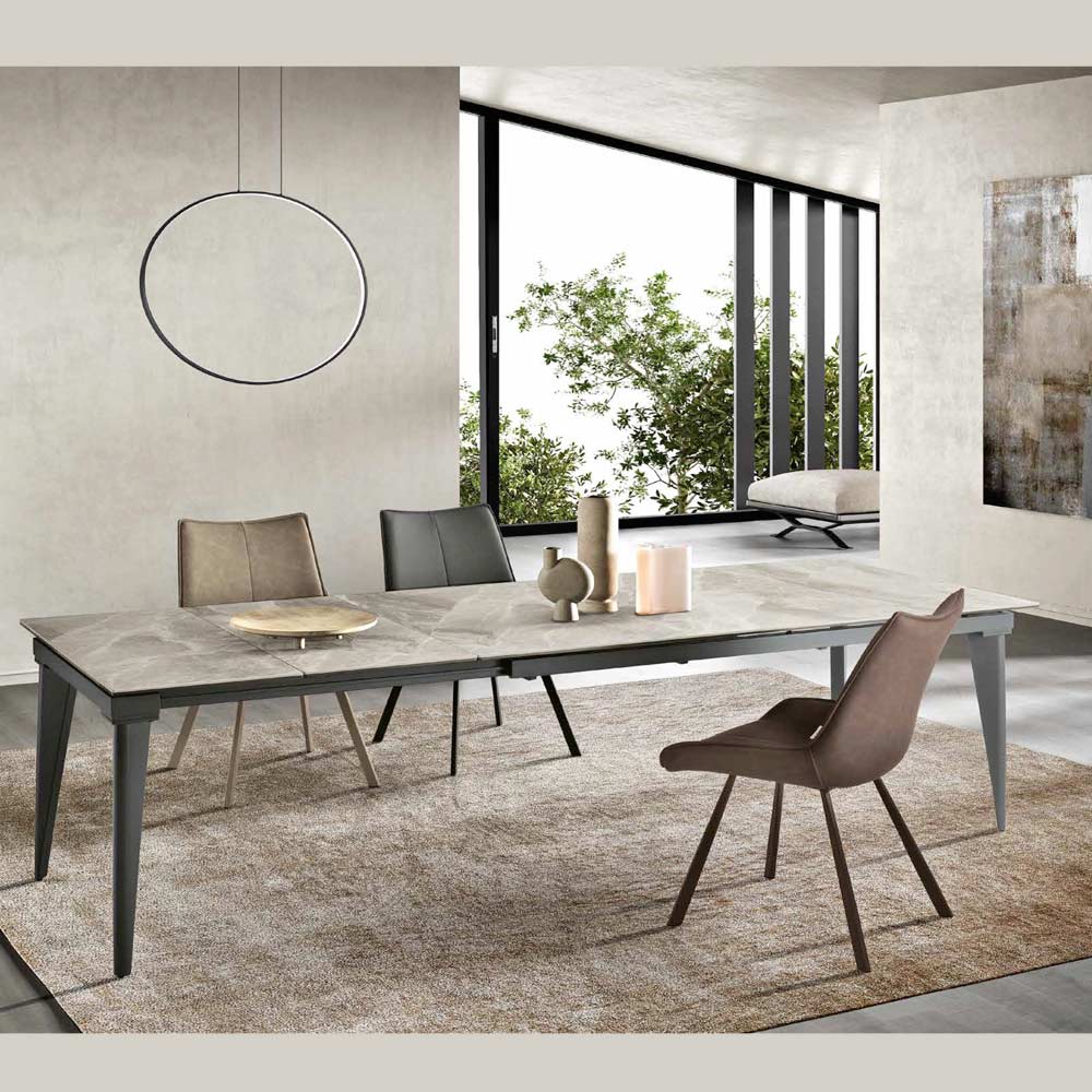 Tavolo Allungabile a 240 cm Telescopico in Metallo e Grès