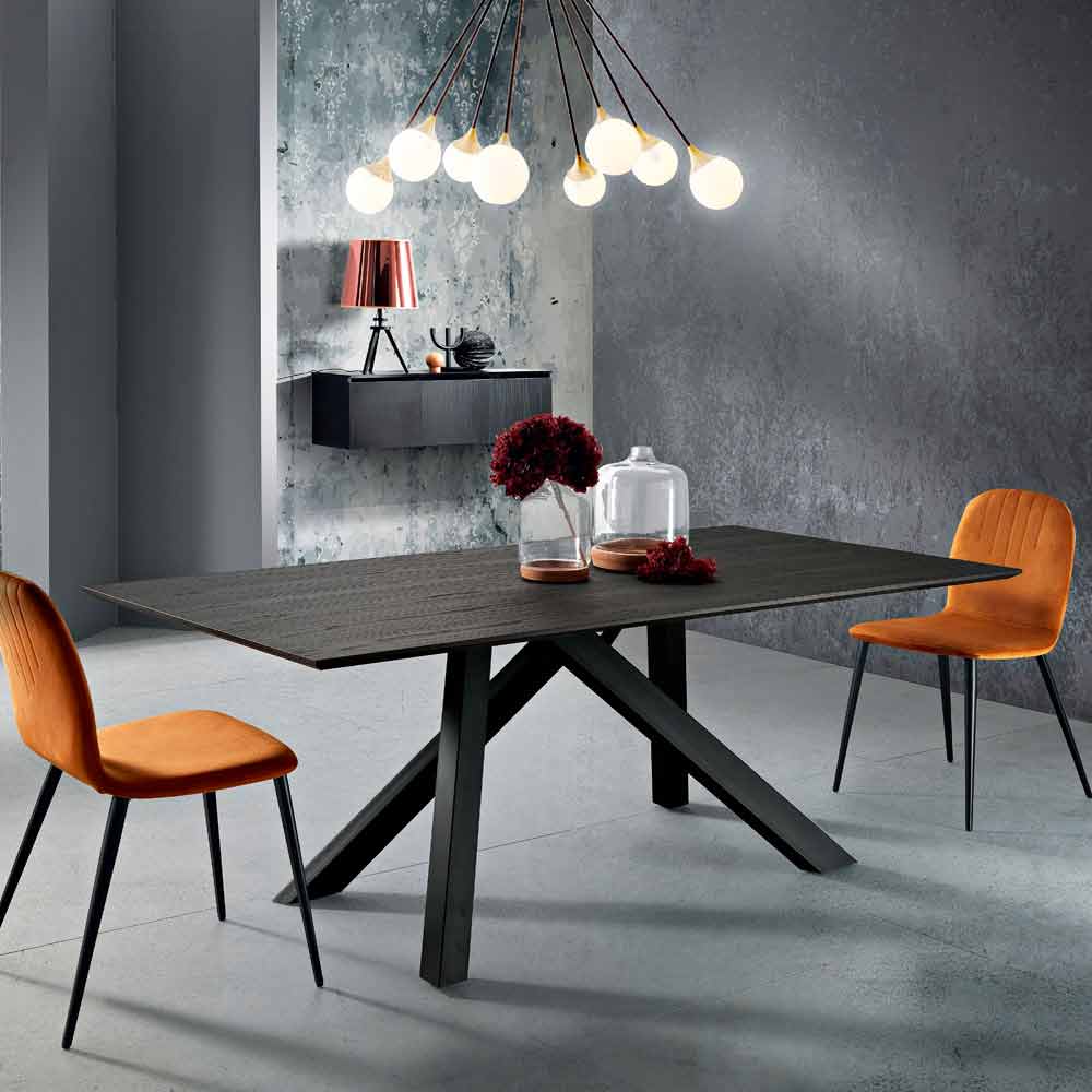 Tavolo in legno MDF e metallo di design moderno fatto in Italia,Wilmer