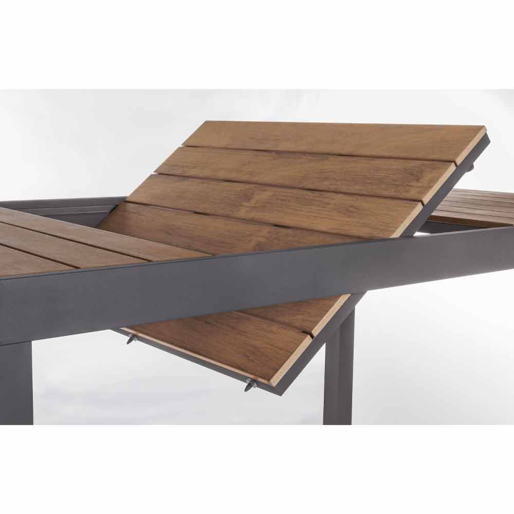 Tavolo da Pranzo per Esterno in Alluminio con Piano Tinta Teak