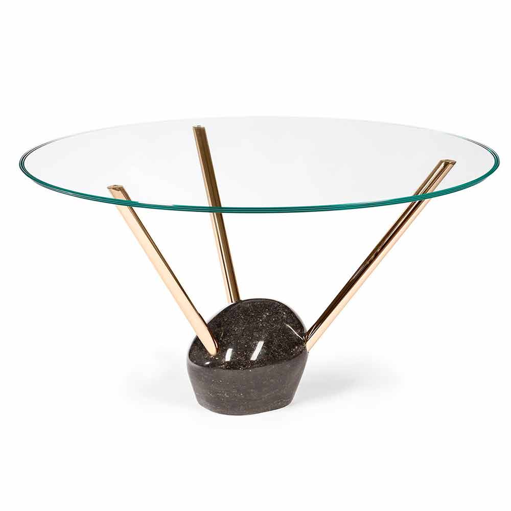 LKTART Tavolino Rotondo In Vetro 59.7 Cm - Piano In Vetro Temperato 0.8 Cm, Base In Legno Massello, Nero, Per Soggiorno E Ufficio
