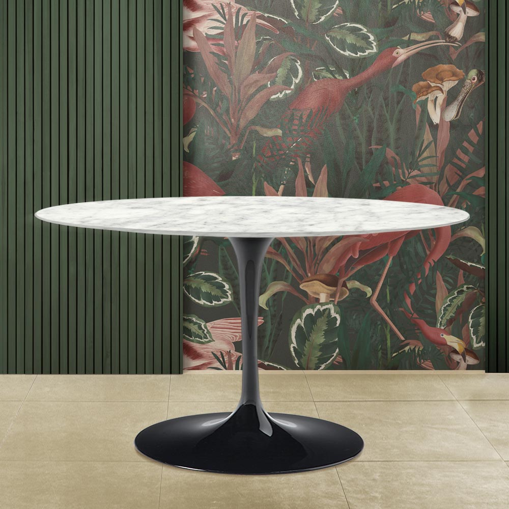 Tavolo da Pranzo Ovale in Marmo di Carrara Made in Italy