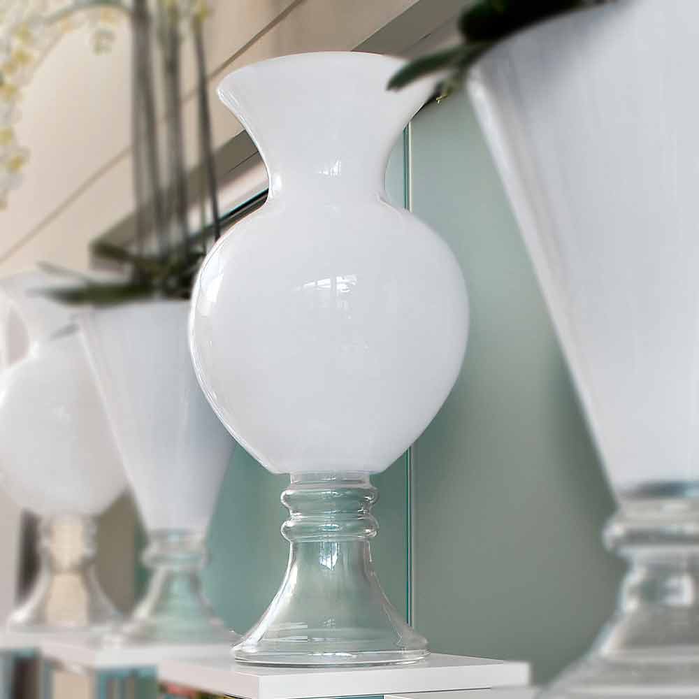 Vaso Decorativo da Interno in Vetro Bianco e Trasparente Made in Italy -  Frodino