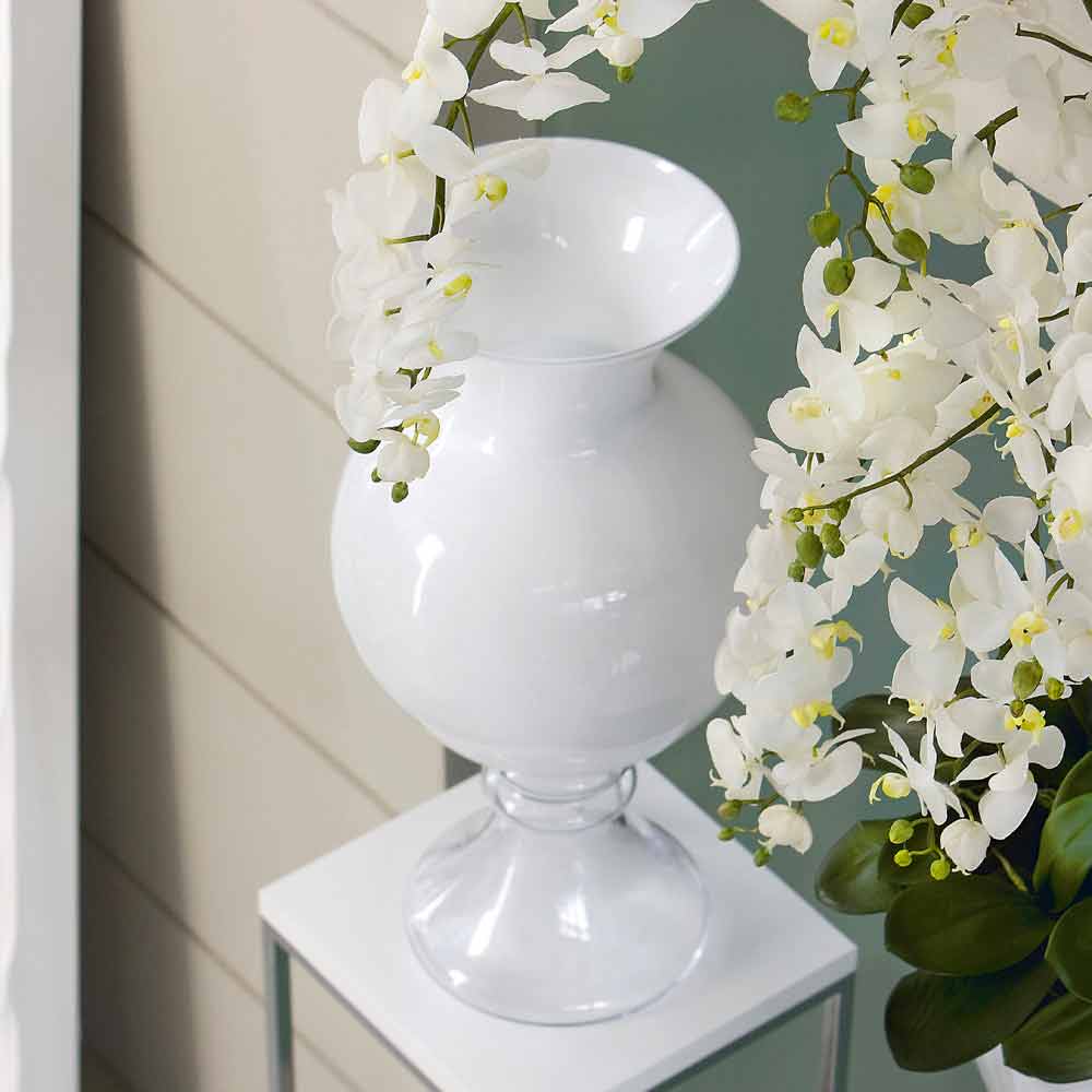 Vaso Moderno da Interno in Vetro Bianco e Trasparente Made in Italy -  Romantica