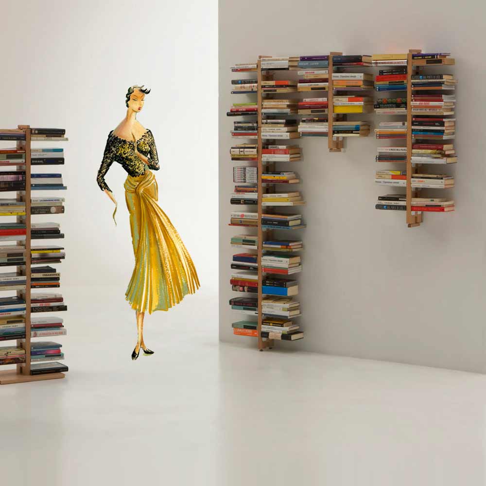 Libreria moderna da terra fissata a parete Zia Bice