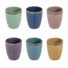 12 Bicchieri Acqua 320 ml in Gres e Contorno Dorato - Bibol Viadurini