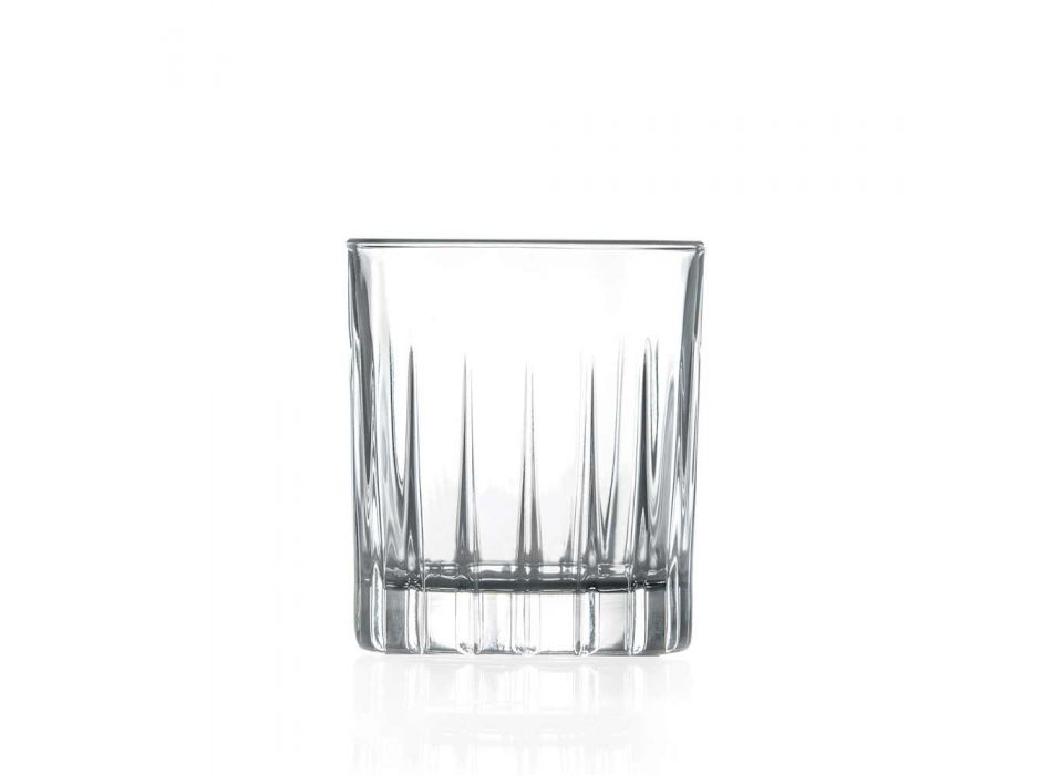 12 Bicchieri da Liquore in Eco Cristallo con Decori Lineari Design - Senzatempo Viadurini
