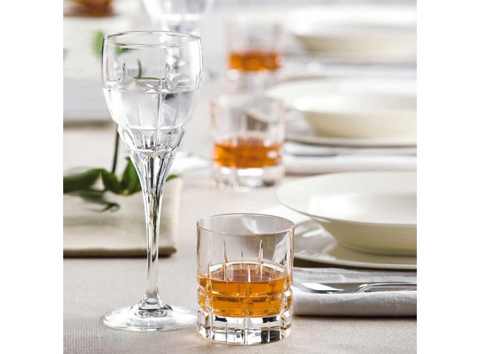 12 Bicchieri Double Old Fashioned Tumbler Basso da Whisky in Cristallo - Fiucco Viadurini
