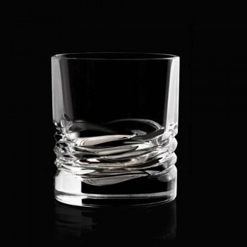 12 Bicchieri in Cristallo Decoro a Onda per Whisky o Acqua Dof Tumbler - Titanio