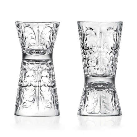 12 Bicchieri Jigger Design Decorato di Lusso in Cristallo Ecologico - Destino Viadurini