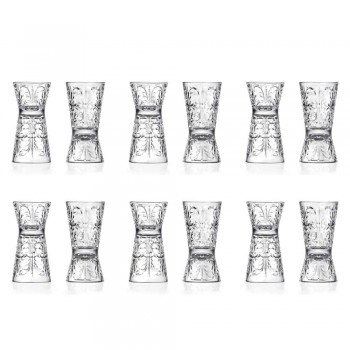 12 Bicchieri Jigger Design Decorato di Lusso in Cristallo Ecologico - Destino