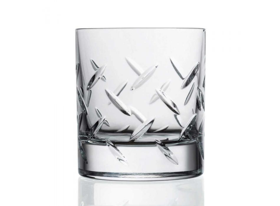 12 Bicchieri per Whisky o Acqua in Cristallo Eco con Decori Moderni - Aritmia