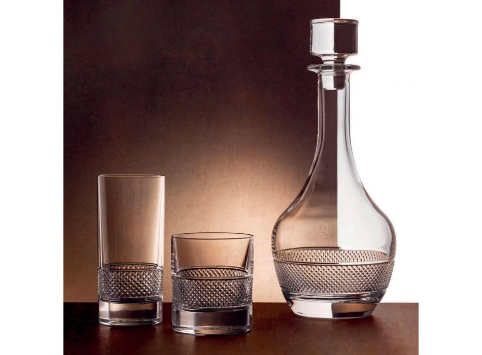 12 Bicchieri Tumbler Alti in Cristallo Ecologico Decorato di Lusso - Milito Viadurini
