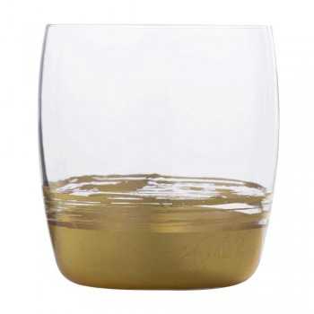 12 Bicchieri Tumbler Bassi per Acqua con Foglia Oro Platino o Bronzo - Soffio