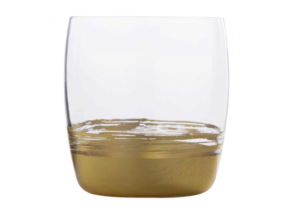 12 Bicchieri Tumbler Bassi per Acqua con Foglia Oro Platino o Bronzo - Soffio
