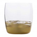 12 Bicchieri Tumbler Bassi con Foglia Oro, Platino o Bronzo Linea Lusso - Soffio
