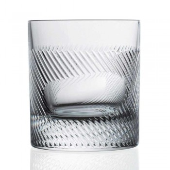 12 Bicchieri Whisky o Acqua in Cristallo Eco Decorato Design Vintage - Tattile