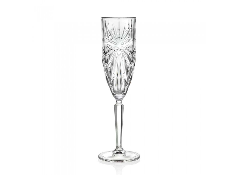 12 Calici Flute Bicchiere per Champagne o Prosecco in Cristallo Eco - Daniele
