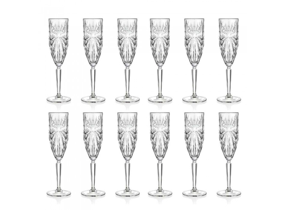 12 Calici Flute Bicchiere per Champagne o Prosecco in Cristallo Eco - Daniele