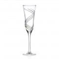 12 Calici Flute Champagne, Cristallo Decorato Italiano Linea Lusso - Ciclone