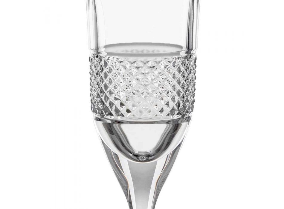 12 Calici Flute per Champagne in Cristallo Ecologico con Decoro Manuale - Milito