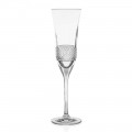 12 Calici Flute per Champagne in Cristallo Decorati a Mano, Linea Lusso - Milito