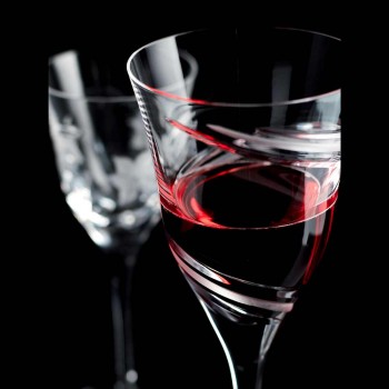 12 Calici per Vino Bianco in Cristallo Ecologico Decorato e Satinato - Ciclone