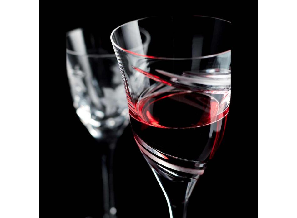 12 Calici per Vino Bianco in Cristallo Ecologico Decorato e Satinato - Ciclone Viadurini
